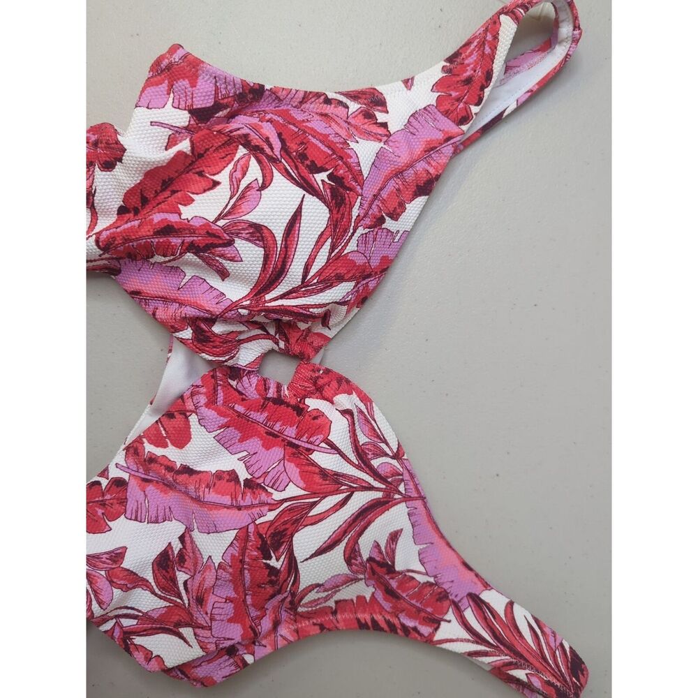 New Jessica Simpson XL fuschia multi one piece bikini pink and red cut out - Picture 6 of 7